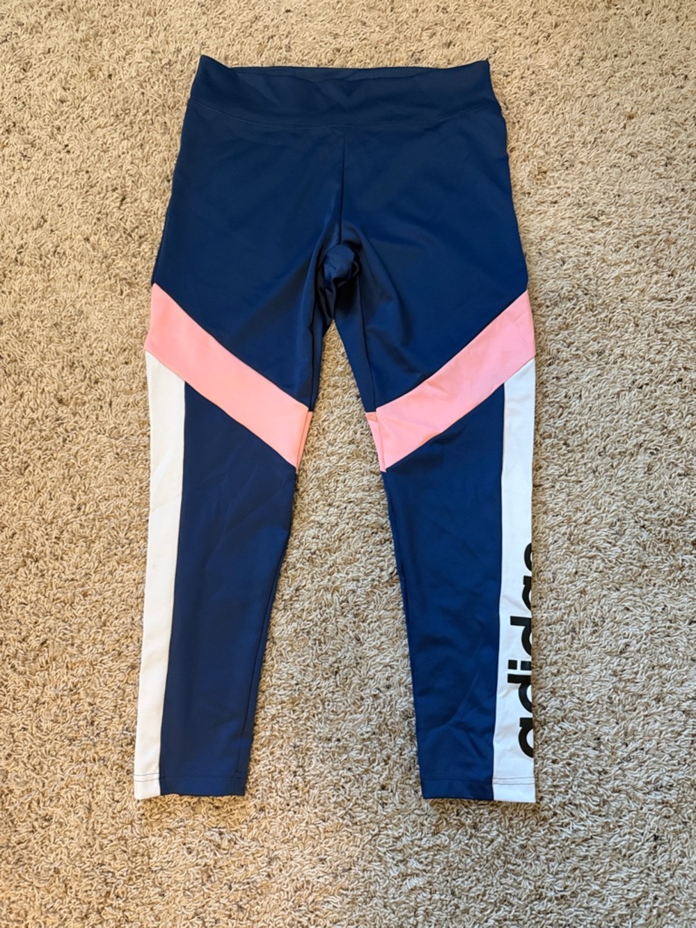 adidas Navy, Pink & White women’s Performance Leggings- cropped